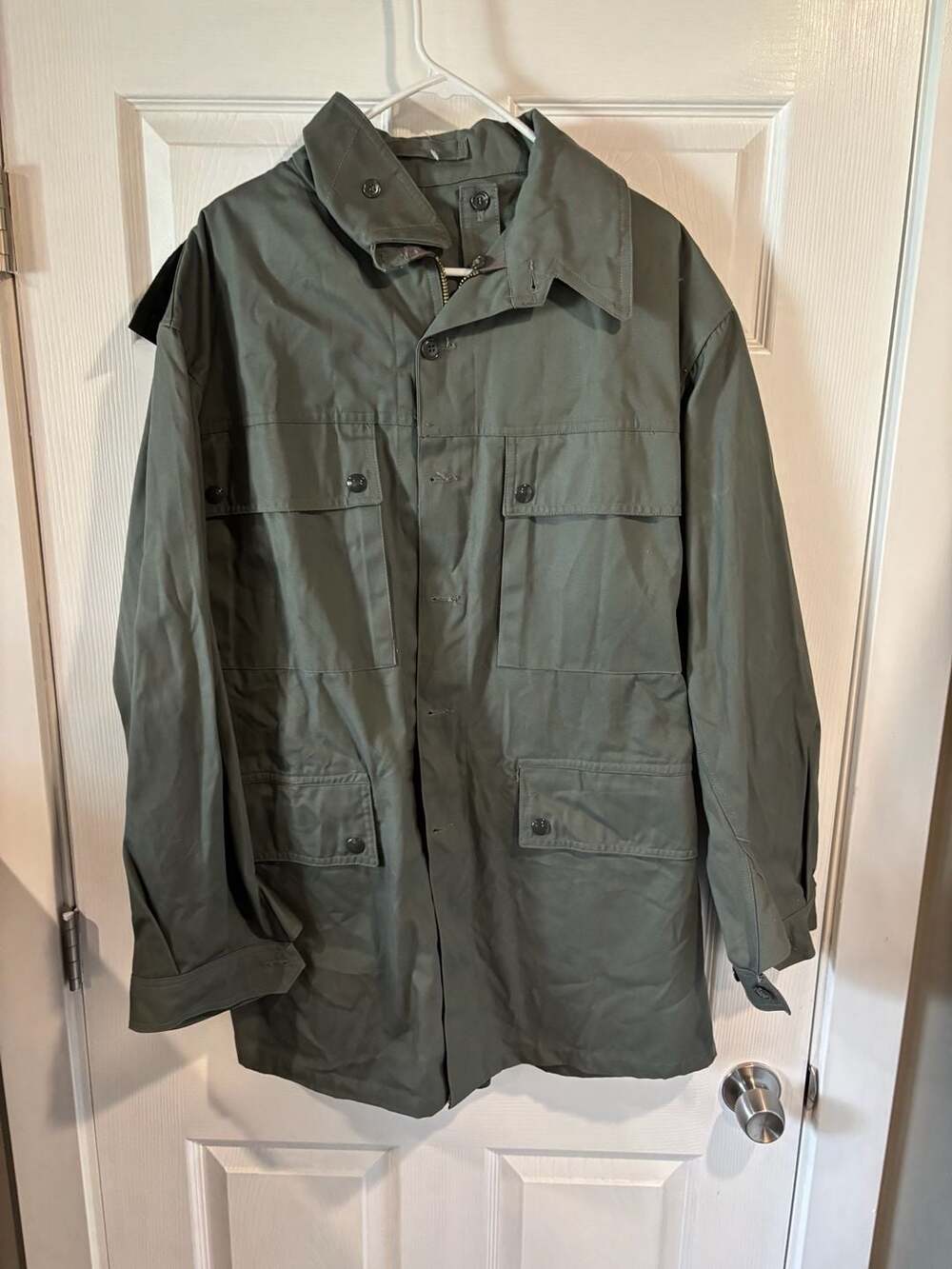 Vintage 70s Swiss Army Paratrooper Esco Hooded Field Military Parka Jacket Green